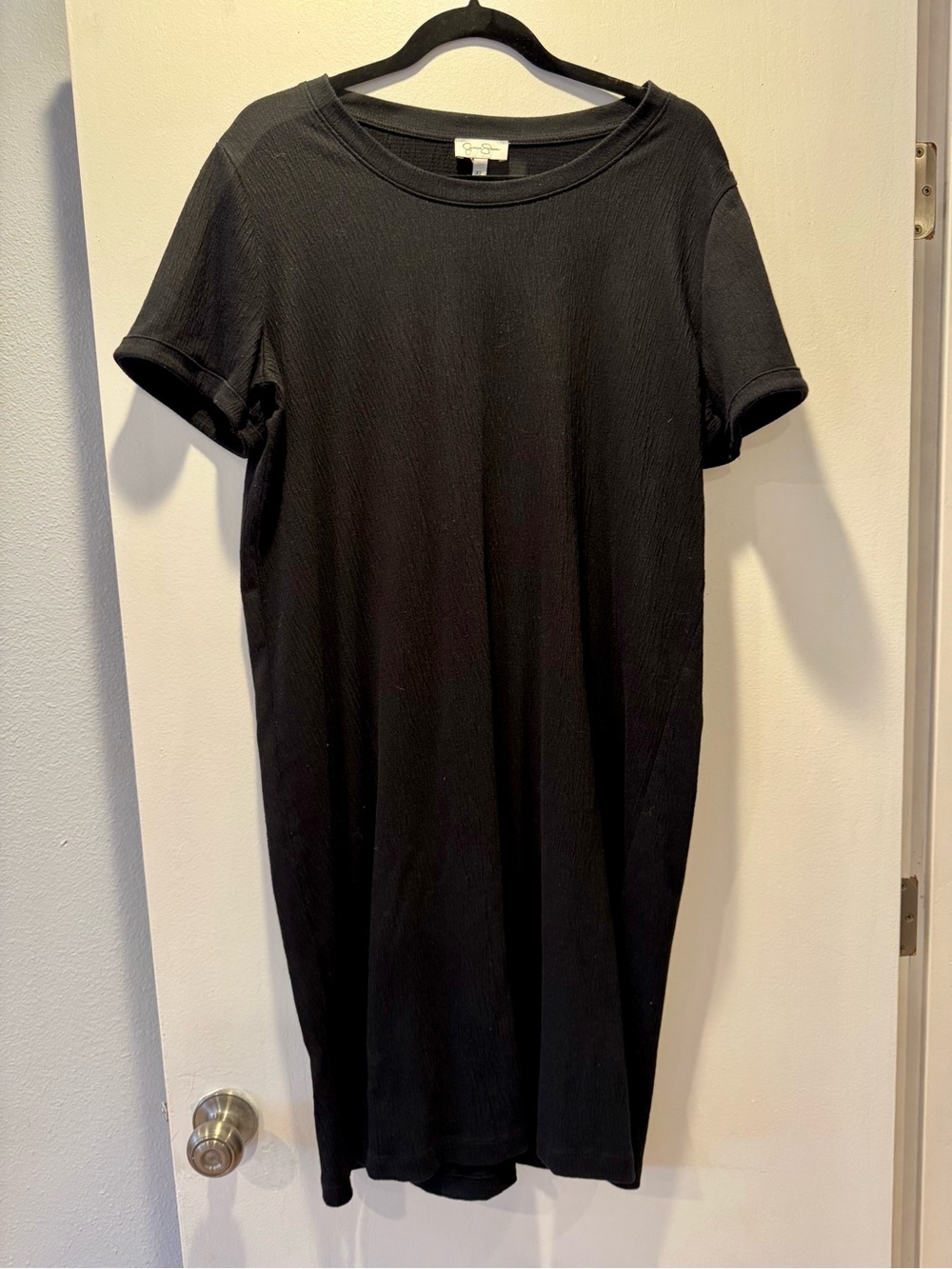 Jessica Simpson Black Ribbed Crewneck T-Shirt Dress